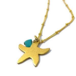 Starfish-μενταγιόν αστερίας από επιχρυσωμένο ορείχαλκο - ημιπολύτιμες πέτρες, επιχρυσωμένα, απαραίτητα καλοκαιρινά αξεσουάρ, κοντά, δώρα για γυναίκες