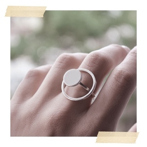 3D Circle┃Ασήμι 925 Χειροποίητο δαχτυλίδι - ασήμι, γεωμετρικά σχέδια, μεγάλα, αυξομειούμενα - 2
