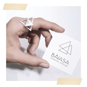 3D Triangle┃Ασήμι 925 Χειροποίητο δαχτυλίδι - ασήμι, γεωμετρικά σχέδια, μεγάλα, αυξομειούμενα - 2