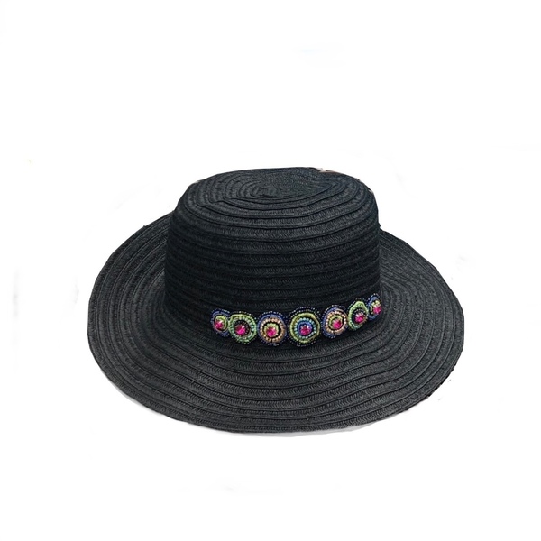 Καπέλο Colour beads - στρας, καλοκαίρι, κρύσταλλα, ψάθα, παραλία, απαραίτητα καλοκαιρινά αξεσουάρ, ψάθινα