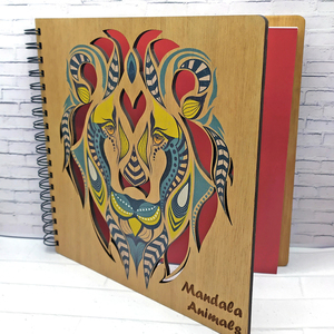 Ξύλινο βιβλίο ζωγραφικής με 70+ σχέδια Μάνταλα (Αnimals) για χρωματισμό (25cm x 25cm) - δώρα γενεθλίων, δώρα για γυναίκες - 2
