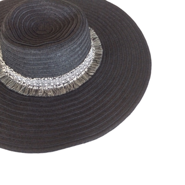 Καπέλο Black & white hat - κρόσσια, αξεσουάρ παραλίας, ψάθινα