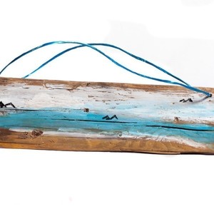 Υδατογραφία παραλίας σε ξύλο θαλάσσης - ξύλο, πίνακες & κάδρα, πίνακες ζωγραφικής - 3
