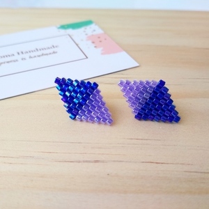 Σκουλαρίκια καρφωτά με χάντρες miyuki, διατίθενται σε διάφορους χρωματισμούς - γεωμετρικά σχέδια, miyuki delica, minimal, καρφωτά, δώρα για γυναίκες - 3