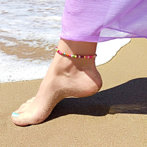 Βραχιολακι για το πόδι με πολύχρωμες πέτρες Χαολίτη - χαολίτης, ποδιού, αυξομειούμενα - 2