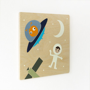 Εξωγήινος, παιδικός πίνακας με θέμα το διάστημα, 24x24 εκ - αγόρι, διάστημα, παιδικοί πίνακες - 4