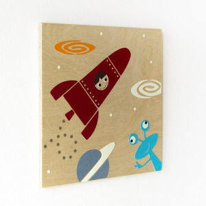 Πύραυλος, Διαστημόπλοιο, παιδικός πίνακας με θέμα το διάστημα, 24x24 εκ - αγόρι, δώρα για βάπτιση, παιδικοί πίνακες - 5