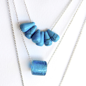 Κολιέ δάκρυα μπλε χαολίτη, αλυσίδα 925 ασήμι - ασήμι, ημιπολύτιμες πέτρες, charms, ασήμι 925, κοντά - 2