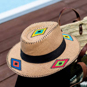 Bahamas σκούρο μπεζ χειροποίητο καπέλο Παναμά boho σχέδια - ζωγραφισμένα στο χέρι, boho, ψάθινα - 3