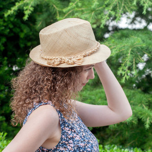 Ψάθινο καπέλο σε φυσικό χρώμα - χειροποίητα, ψάθινα - 3