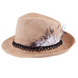 Ψάθινο καπέλο με φυσικά φτερά - χειροποίητα, ψάθινα