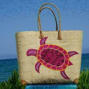 Ψάθινη Τσάντα με χερούλι και γωνίες από γνήσιο δέρμα - δέρμα, ψάθα, μεγάλες, θαλάσσης, πλεκτές τσάντες, φθηνές