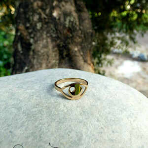 " Evileye Ring " - Χειροποίητο επίχρυσο - επάργυρο δαχτυλίδι σε σχήμα ματιού...! - επιχρυσωμένα, επάργυρα, μάτι, minimal, μικρά, σταθερά - 3