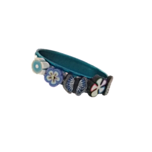 δαχτυλίδι μπλε λουλούδια και πεταλούδες αλουμίνιο και πηλός - πηλός, μικρά, boho, σταθερά, φθηνά