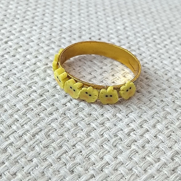 δαχτυλίδι κοτοπουλάκια κίτρινο από αλουμίνιο - πηλός, βεράκια, μικρά, boho, σταθερά, φθηνά - 2