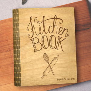 Recipe Book (Ξύλινο Ντοσιέ Συνταγών) με χάραξη του ονόματος σας - ξύλο, δώρο, οργάνωση & αποθήκευση, γιορτή της μητέρας
