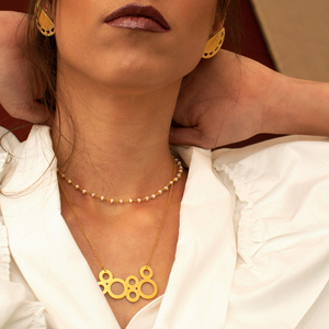 Rosary with Pearls - επιχρυσωμένα, ασήμι 925, κοντά, ροζάριο, πέρλες - 3