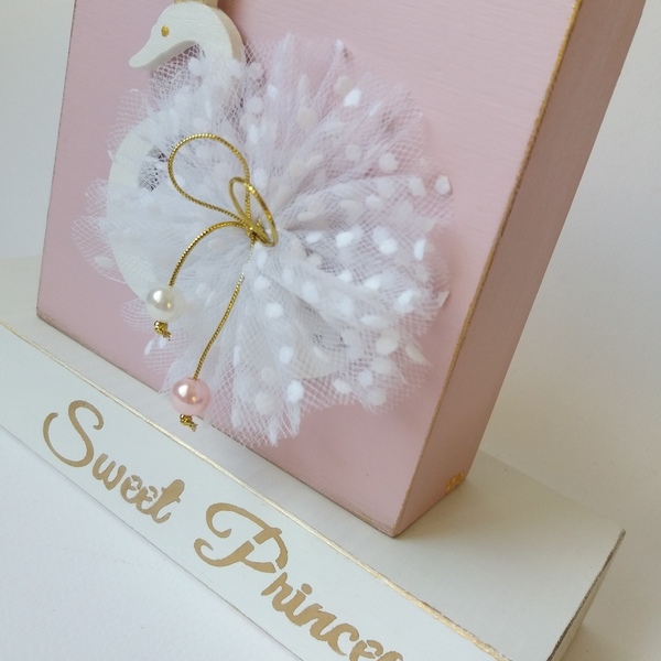 Επιτραπέζιο Ξύλινο διακοσμητικό κύκνος ροζ λευκό 20×15×7εκ. - κορίτσι, δώρα για βάπτιση, κύκνος, διακοσμητικά, δώρο γέννησης - 3