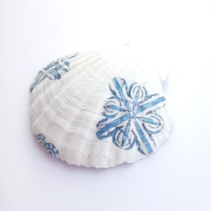 Διακοσμητικό Κοχύλι Πιατάκι με μπλε print για τα Κοσμήματα - κοχύλι, διακόσμηση κήπου, πιατάκια & δίσκοι - 4