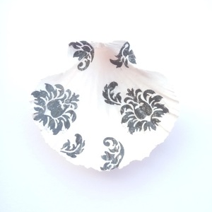 Διακοσμητικό Κοχύλι Πιατάκι με Ασπρόμαυρο print για τα Κοσμήματα - διακόσμηση, κοχύλι, διακόσμηση κήπου, πιατάκια & δίσκοι