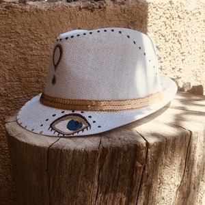 Godness - ψάθινο καπέλο - ζωγραφισμένα στο χέρι, ψάθα, boho, ψάθινα - 4