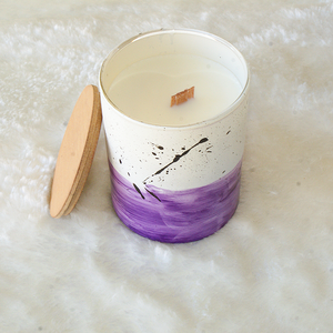 Κερί σογιας με άρωμα Amareto Nog μέσα σε ποτήρι ζωγραφισμένο στο χέρι - ζωγραφισμένα στο χέρι, διακόσμηση, αρωματικά κεριά, κεριά, 100% φυσικό - 4