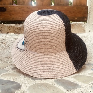 Ψάθινο καπέλο - lady hat - ζωγραφισμένα στο χέρι, ψάθα, απαραίτητα καλοκαιρινά αξεσουάρ, καπέλα, ψάθινα - 2