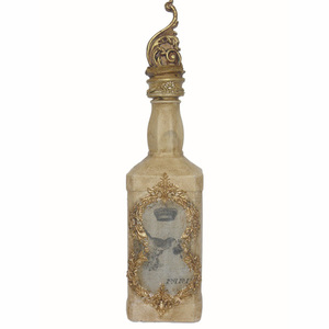 Γυάλινο διακοσμητικό μπουκάλι - γυαλί, πηλός, χειροποίητα, διακοσμητικά, πρωτότυπα δώρα, διακοσμητικά μπουκάλια