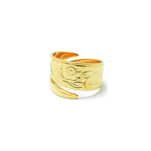 " Spoon Ring Χ " - Χειροποίητο επίχρυσο 18K ή επάργυρο δαχτυλίδι! - vintage, chevalier, επιχρυσωμένα, φλοράλ, αυξομειούμενα