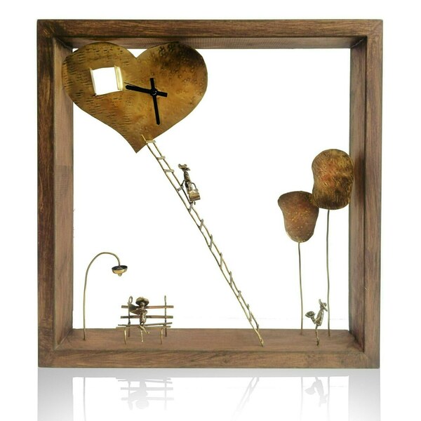 Επιτοίχιο ξύλινο κάδρο με θέμα - την αγάπη - πίνακες & κάδρα, επιτοίχιο, μπρούντζος, 3d κάδρο