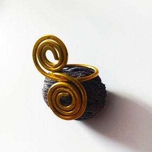 Χειροποίητο δαχτυλίδι από σφυρίλατο ορείχαλκο,διπλό σαλιγκάρι - ορείχαλκος, αυξομειούμενα - 4