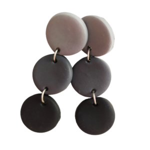 Shades of grey-σκουλαρίκια από πολυμερικό πηλό - επάργυρα, πηλός, boho, κρεμαστά - 2