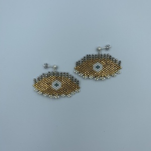 Evil eye σκουλαρίκια με χάντρες Miyuki - miyuki delica, evil eye, κρεμαστά - 2