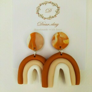 Pastel rainbow-polymer clay earrings - πηλός, boho, κρεμαστά - 3