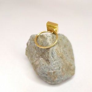 Μίνιμαλ δαχτυλίδι με τετράγωνο στοιχείο - επιχρυσωμένα, ορείχαλκος, μικρά, αυξομειούμενα - 4