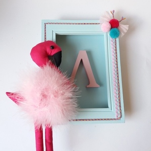 Καδράκι παιδικό ξύλινο 3D 22×16×3,2cm - πίνακες & κάδρα, κορίτσι, flamingos, δώρα γενεθλίων, προσωποποιημένα, παιδικά κάδρα - 2