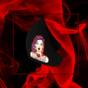 25.Μάσκα βαμβακερή-πολλαπλών χρήσεων-Σχέδιο "Pop Art Lady with red heart". - βαμβάκι, unisex, πλενόμενο, δερματολογικά ελεγμένη, μάσκες προσώπου - 4