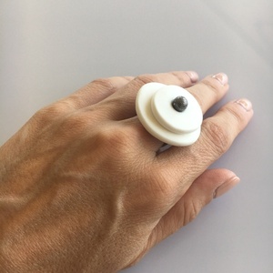 “Marble” Χειροποίητο δαχτυλίδι απο πολυμερικό πηλό - πηλός, χειροποίητα, μεγάλα, αυξομειούμενα - 3