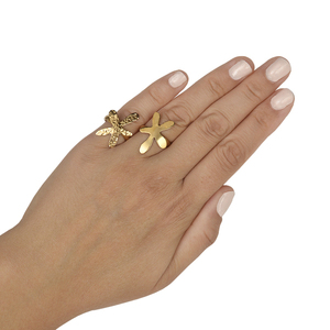 Χειροποίητο ρυθμιζόμενο δαχτυλίδι σεβαλιέ σε σχήμα λουλουδιού - chevalier, ορείχαλκος, λουλούδι, boho, λουλουδάτο, αυξομειούμενα - 4