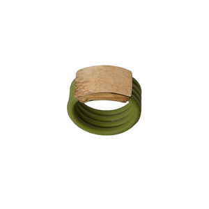 Χειροποίητο πράσινο δαχτυλίδι καουτσούκ, σεβαλιέ με χρυσόχρωμο μέταλλο - chevalier, ορείχαλκος, σταθερά