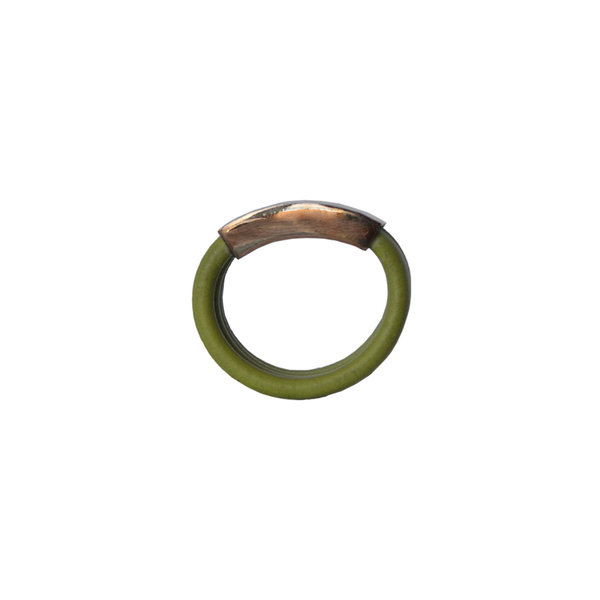 Χειροποίητο πράσινο δαχτυλίδι καουτσούκ, σεβαλιέ με χρυσόχρωμο μέταλλο - chevalier, ορείχαλκος, σταθερά - 2