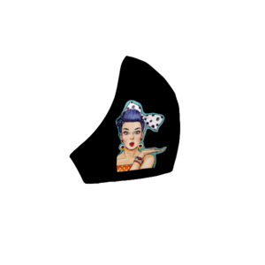 27.Μάσκα βαμβακερή-πολλαπλών χρήσεων-Σχέδιο "Pop Art Lady with Bow" . - βαμβάκι, γυναικεία, unisex, πλενόμενο, δερματολογικά ελεγμένη, μάσκες προσώπου