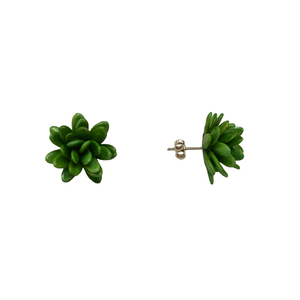 Πράσινα cluster χειροποίητα σκουλαρίκια από καρπούς tagua - λουλούδι, καρφωτά, μικρά, faux bijoux