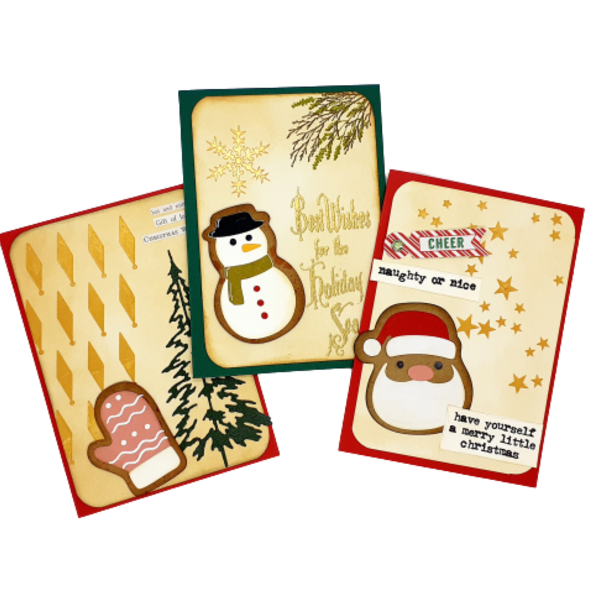 Σετ 3 Χριστουγεννιάτικων καρτών - Christmas cookies - σετ, χριστουγεννιάτικο, κάρτα ευχών, χριστούγεννα, ευχετήριες κάρτες