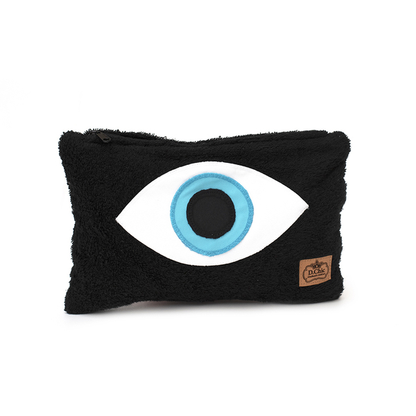 Μαύρο πετσετέ τσαντάκι με μάτι - ύφασμα, clutch, all day, evil eye