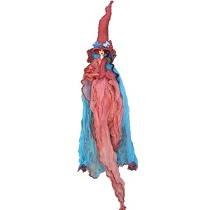 Διακοσμητική χειροποίητη Κούκλα "Μάγισσα Μικρή" 60 εκ. Κόκκινο με Τυρκουάζ - κορίτσι, διακόσμηση, διακοσμητικά, διακόσμηση σαλονιού, κούκλες