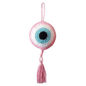 Πλεκτό μάτι ροζ 30cm - κορίτσι, μάτι, ματάκια, δώρο γέννησης, φυλαχτά