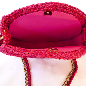 Κόκκινη Στρογγυλή Πλεκτή Τσάντα - ώμου, μεγάλες, all day, πλεκτές τσάντες - 2