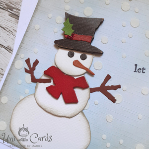 Ευχετήρια Κάρτα Χριστουγέννων - Χιονάνθρωπος - χριστουγεννιάτικο, κάρτα ευχών, χιονονιφάδα, χιονάνθρωπος, ευχετήριες κάρτες - 4