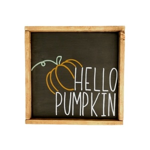 "hello pumpkin" - Ξύλινη πινακίδα 22 × 22 εκ. για την είσοδο / το καθιστικό ( φθινόπωρο ) - πίνακες & κάδρα, φθινόπωρο, κολοκύθα, ξύλινα διακοσμητικά